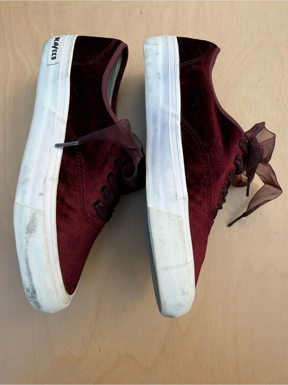 J. Crew Velvet Legend Sneakers Burgundy Maroon Women’s 9 Coquette SeaVees
